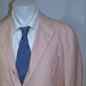 Kiton Lightweight Cashmere Blend White Red Stripe Three Roll Two Blazer 42R NWT